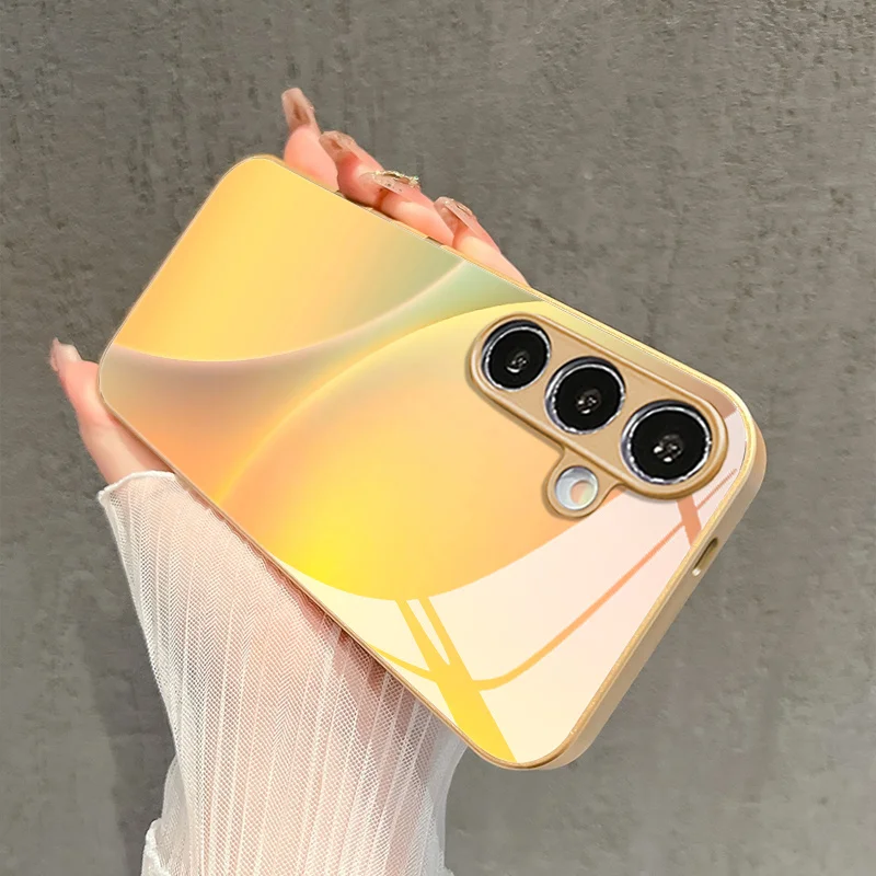 Simple ripple pattern glass phone case suitable for Samsung Galaxy S26 S25 S24 S23 S22 S20 FE/Ultra/Plus hard case