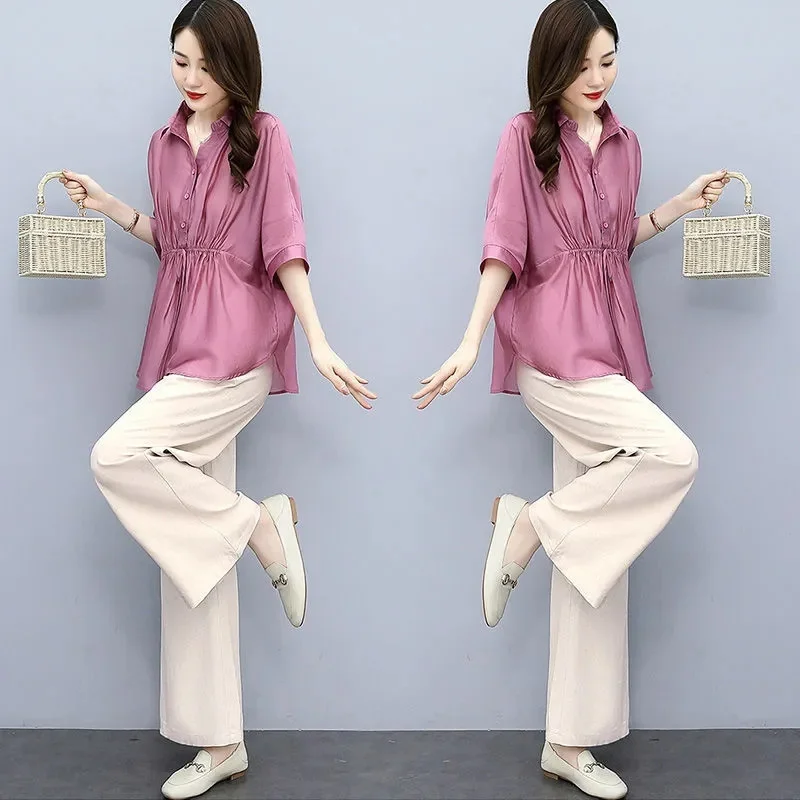 Women Summer Two Piece Set 2024 New Fashion Female Simplicity Loose Casual Suit Ladies 2 Piece Set Lady Elegant Outfit  2PCS