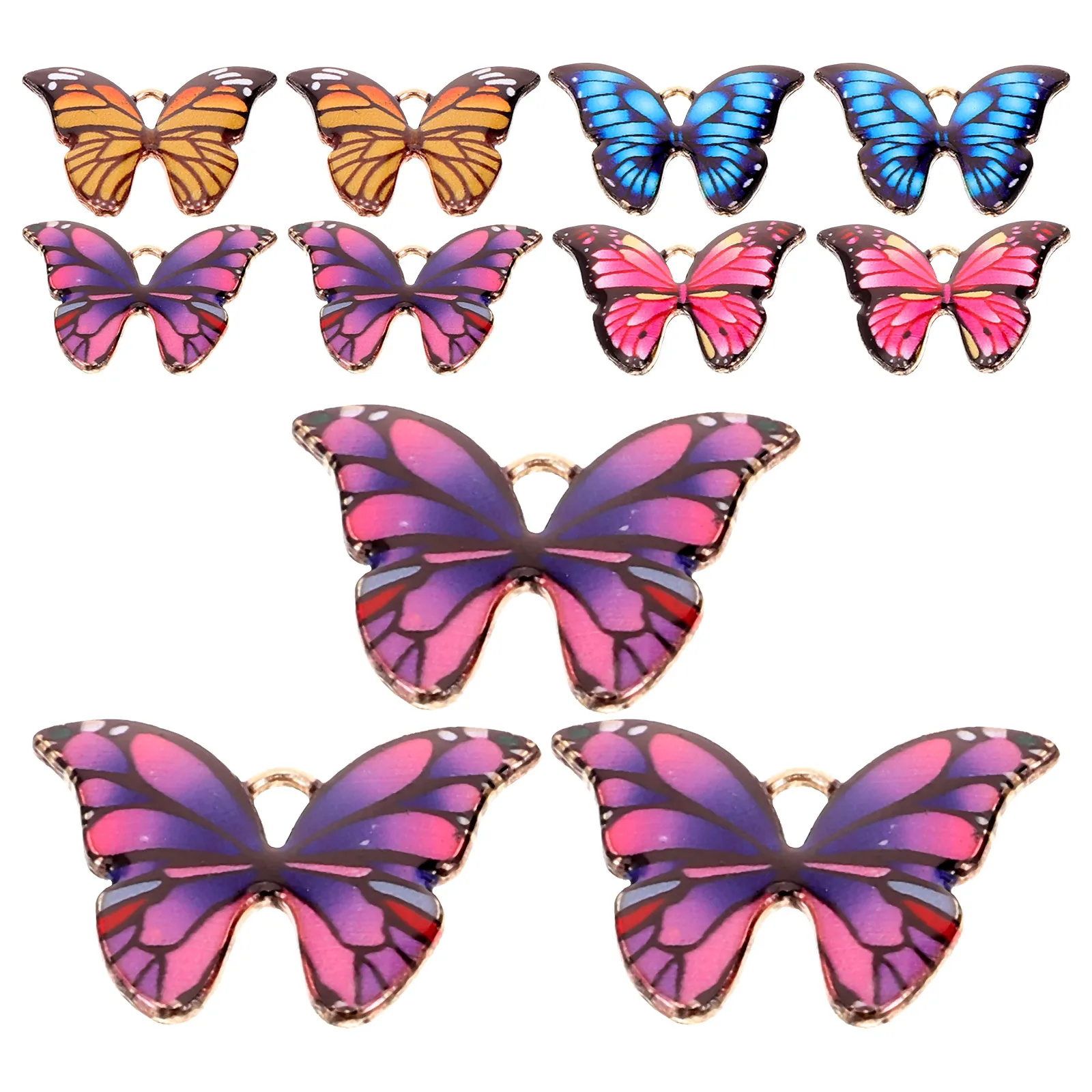 

20 Pcs Necklace Colorful Butterfly Accessories Shaped Charms for Crafting Zinc Alloy Pendants Bracelet Making Jewelry