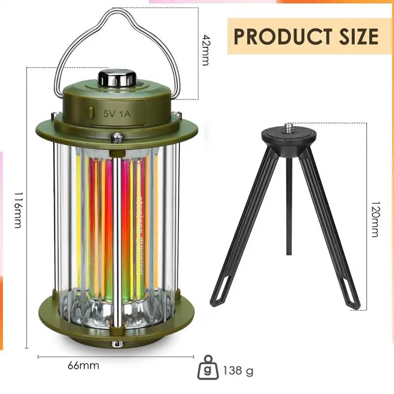 A92Z USB Rechargeable Portable Lantern Camping Light Flashlight Handheld LED Light Outdoor Waterproof 3 Color Light Source