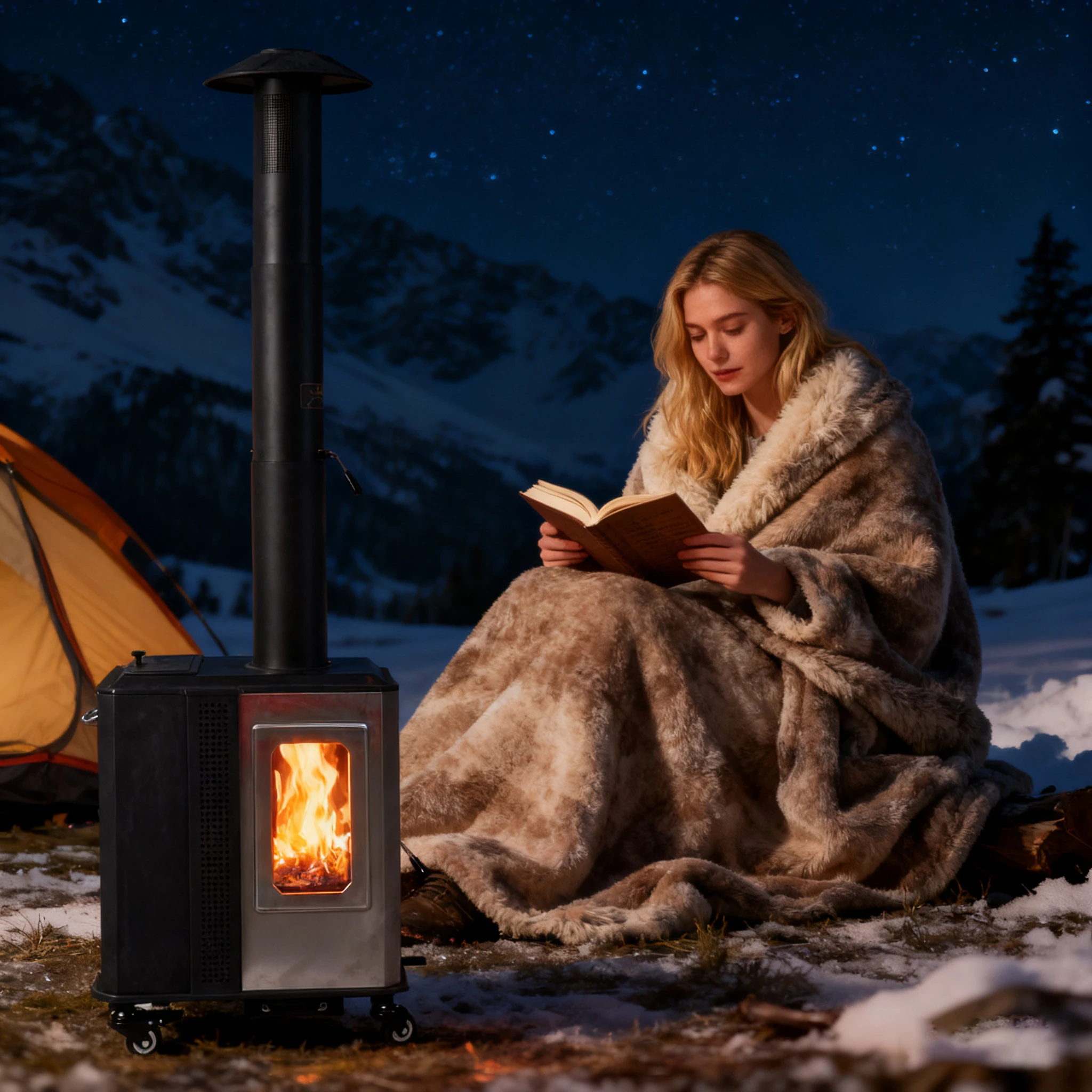 Hot Selling Modern Outdoor Granular Heater for Winter Outdoor Living Spaces with Wheels Portable and Durable