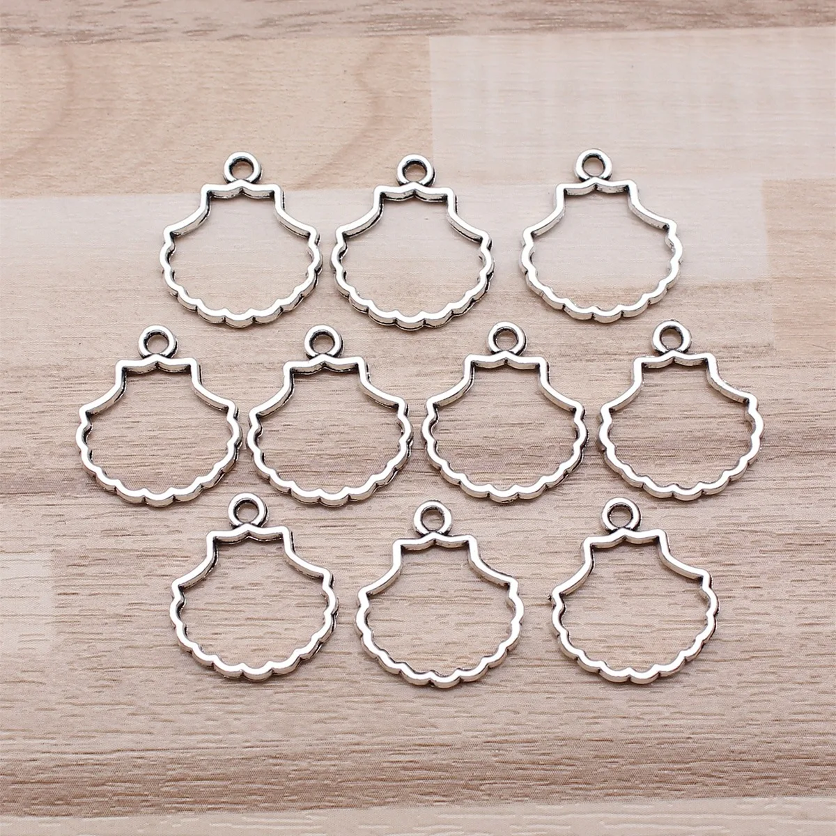 IFOCUS 10pcs/Lot Hollow Shell Charms For DIY Jewelry Making Zinc Alloy 17x18mm/0.67x0.71inch