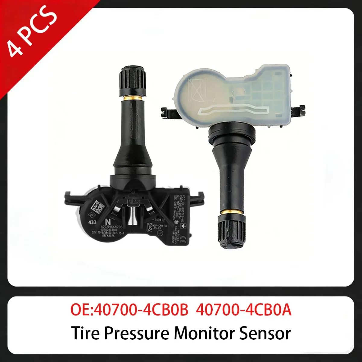 

4 PCS Tire Pressure Monitor Sensor 40700-4CB0B 407004CB0B 40700-4CB0A 433MHz For Infiniti QX50 Nissan Altima Micra