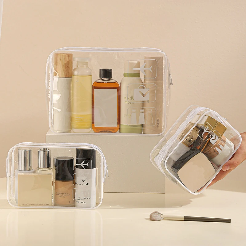 Strong PVC Clear Toiletry Bag with Secure Zipper for Cosmetics and Travel Accessories