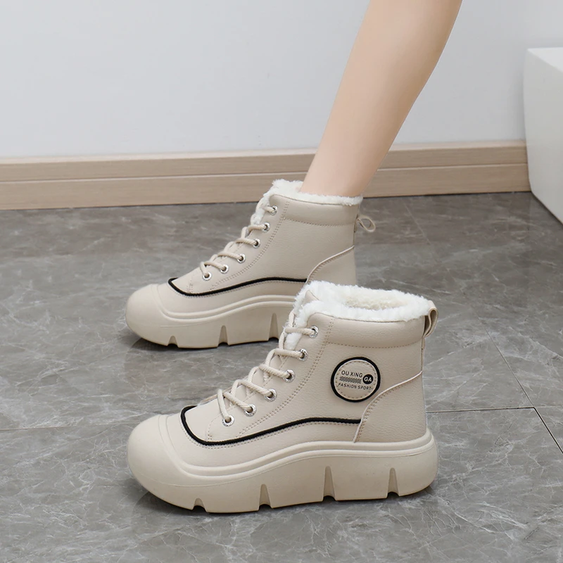 

Women Flats Platform Sneakers Ankle Snow Boots Winter New Plush Warm Woman Shoes 2025 Trend Outdoor Non Slipcomfort Boots Mujer