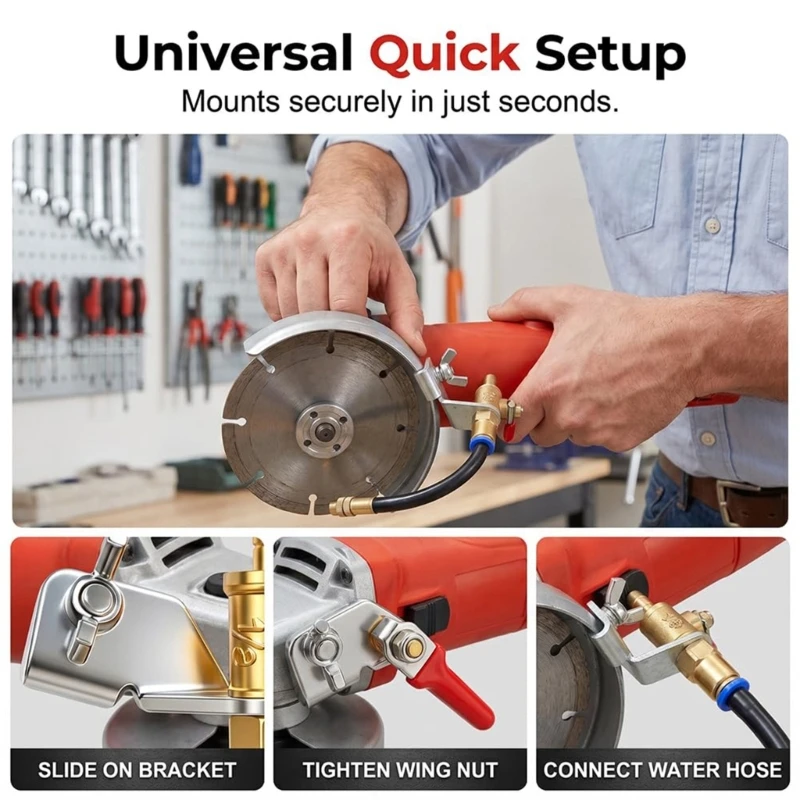 Cutting Area Water Guide Sprays for Angles Grinder with Flexible Hose and Metal Hardware for Wet Concrete Brick Marble and Tile