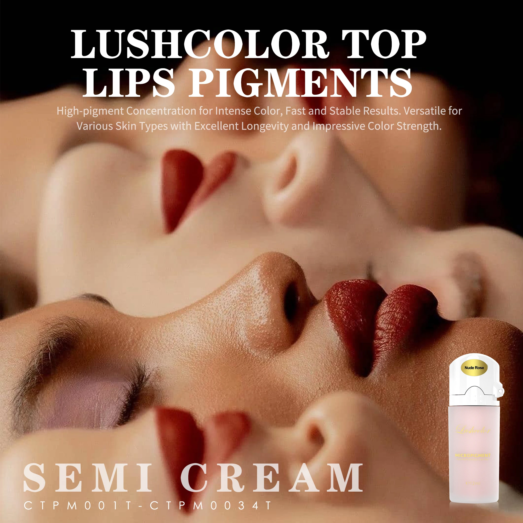 Lushcolor Top Micro Pigments แต่งหน้า Pigmento Micropigmenta PMU Tattoo Ink Eyebrow Eyeline Lip Tattoo Beauty 12ml 3 ชิ้น