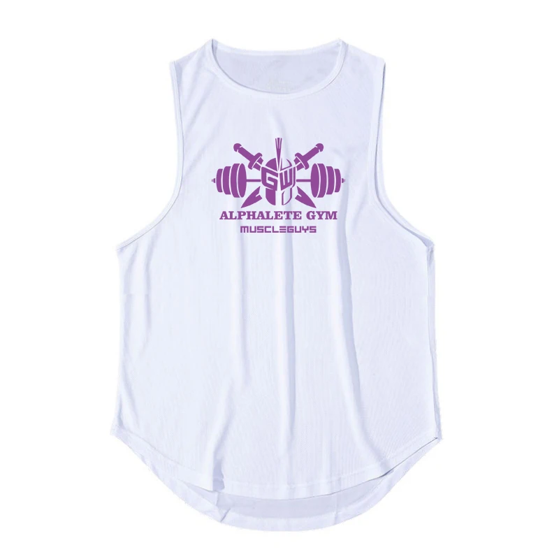 Mens Casual Fitness Tank Tops Gym Bodybuilding Sport Clothing Summer Running Vests Mesh Breathable Quick Dry Sleeveless T-shirts