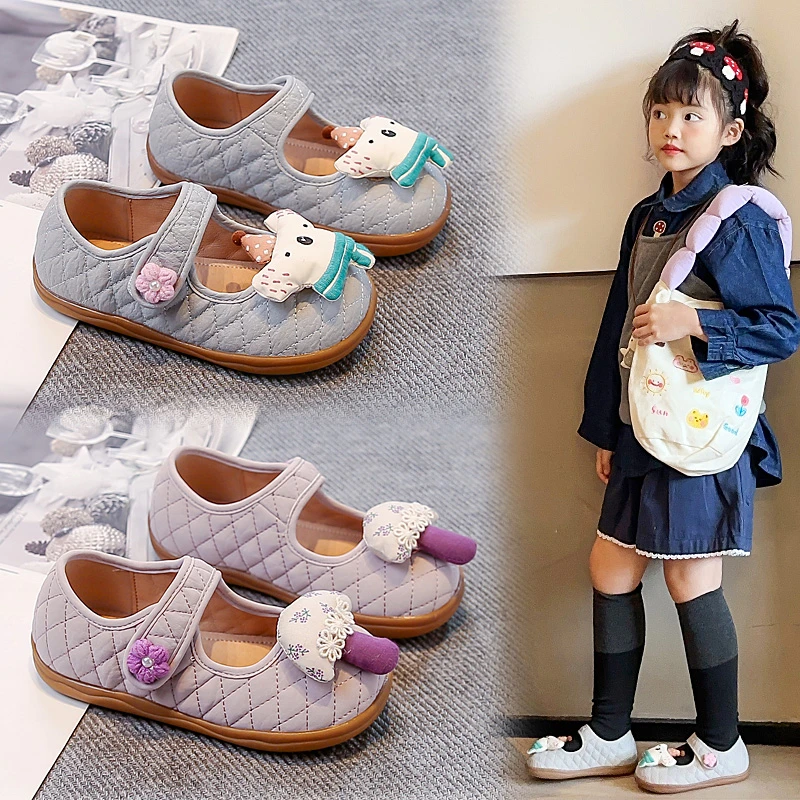 

Girls Casual Flat Shoes Cute Toys Sweet Flowers Kids Princess Shoes Soft Bottom 2025 Autumn New Children Fashion Shoes Versatile