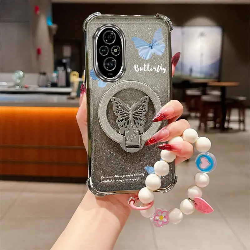 حبة حزام الحبل بريق الحظ فراشة حامل هاتف حافظة لهاتف هواوي هونور 9X برو 60 70 80 90 100 200 300 برو الترا Y9s