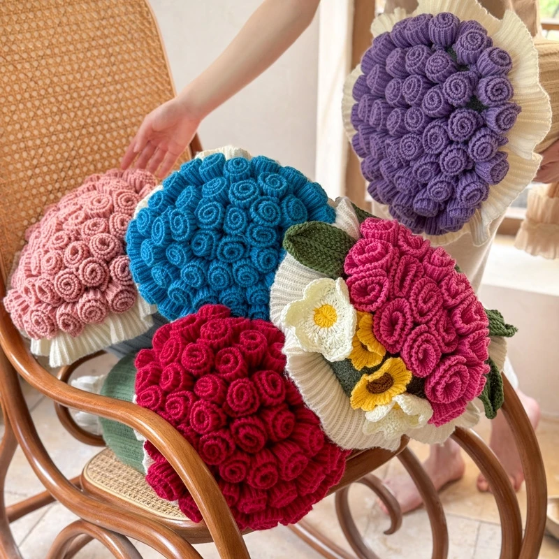 Rose Bouquet Pillow Blanket 2 In 1 Multi Function Office Nap Blanket Soft Sofa Cushion Home Bed Car Decor Cushion Blanket