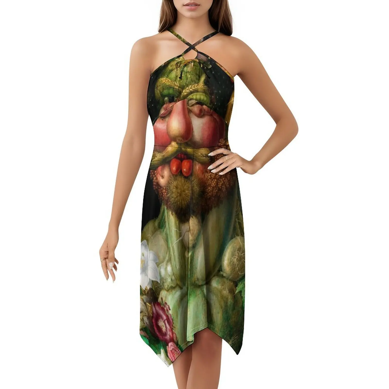 Rudolf Ii As Vertumnus de Giuseppe Arcimboldo Vestido de fiesta elegante para mujer Vestido de corte A con opciones cortas/largas/sin mangas