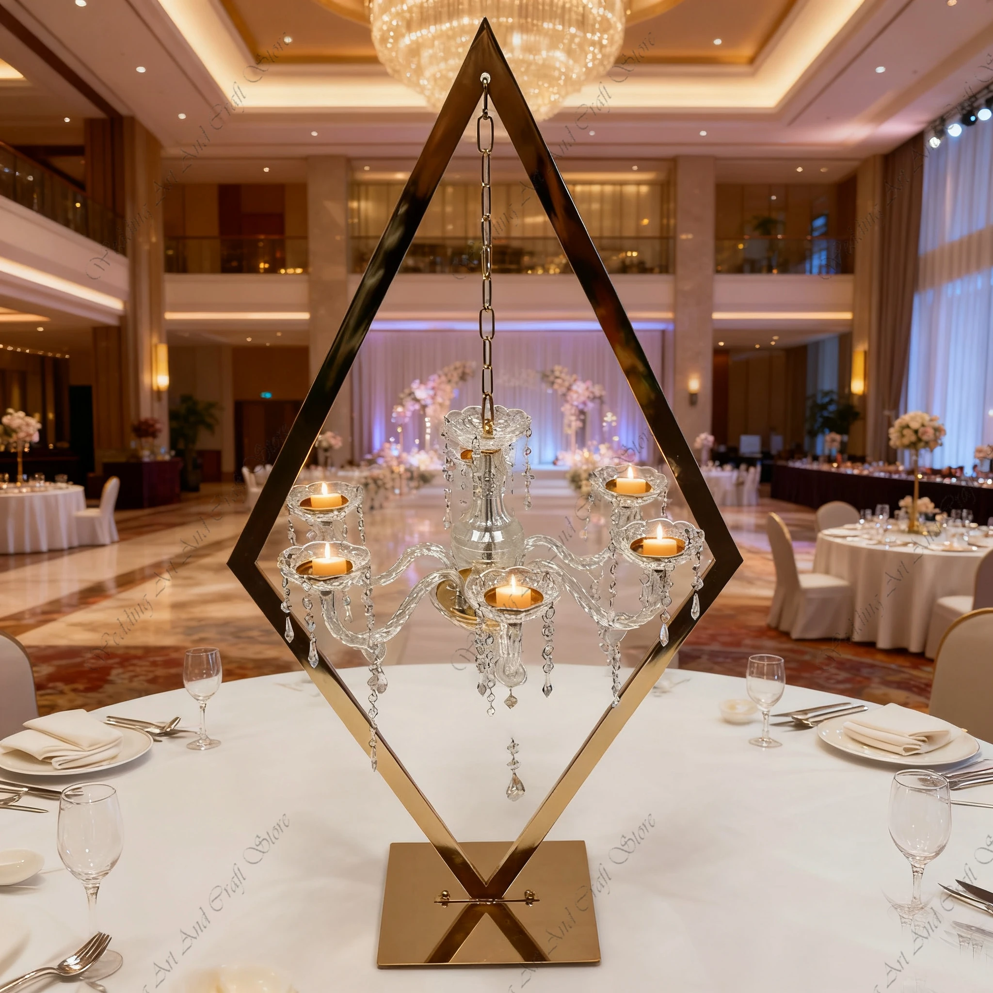 

2/4/6/10 шт. f30 свадебные центральные украшения для стола Алмазное золото подвесной акриловый кулон с подсвечником для свадебного стола 396