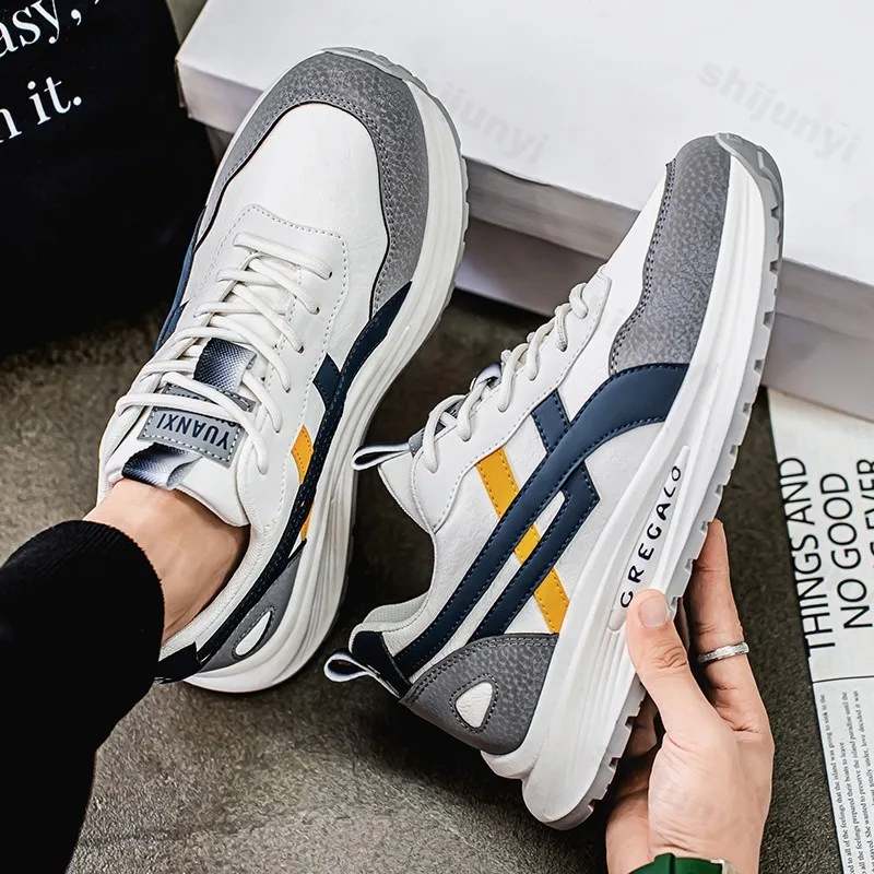 

Модная повседневная спортивная обувь с низким берцем на толстой подошве для мужчин, осень 202, универсальные удобные нескользящие массивные кроссовки с цветными блоками