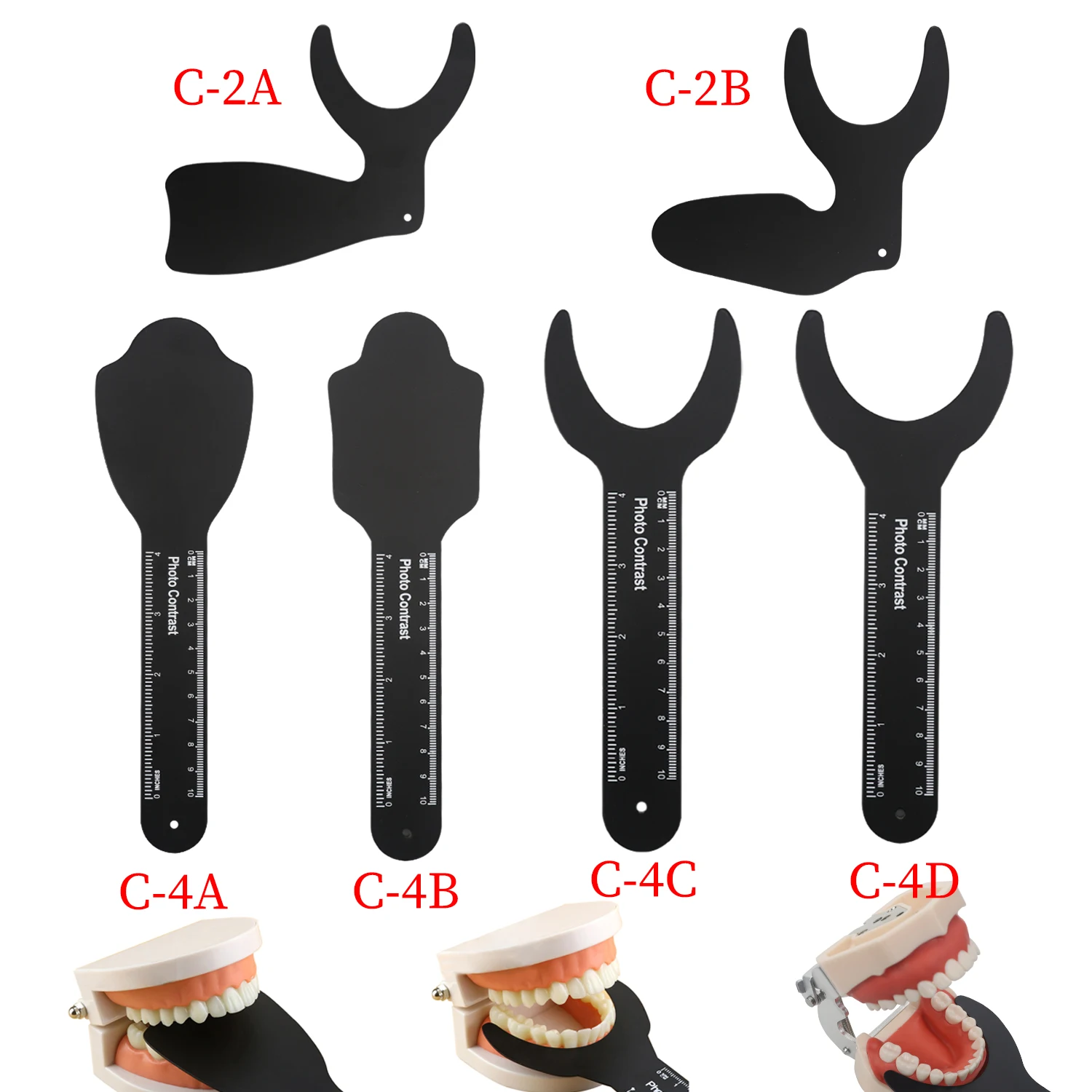 1PC Dental Orthodontic Black Background Photo Image Contrast Board Oral Cheek Plate with Scale Mark Autoclavable Dentist Tools