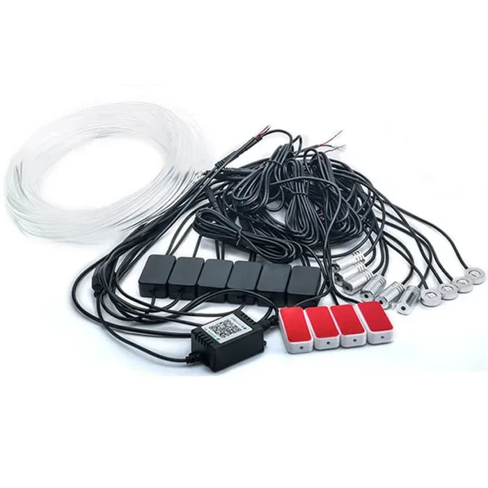 RGB LED Ambient Lighting Colorful Decor Atmosphere Light Strip Interior Car Fiber Optic Neon Wire Strip Light Kit!