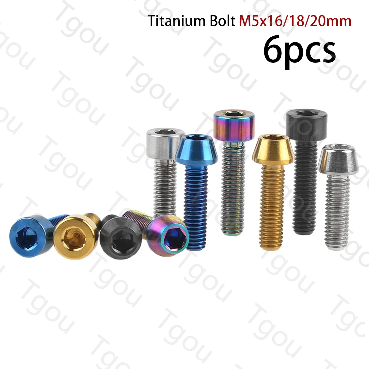 Tgou Titanium Bolt M5x16 18 20mm Hex Head Screws for Bicycle Stem BiKe Parts 6pcs