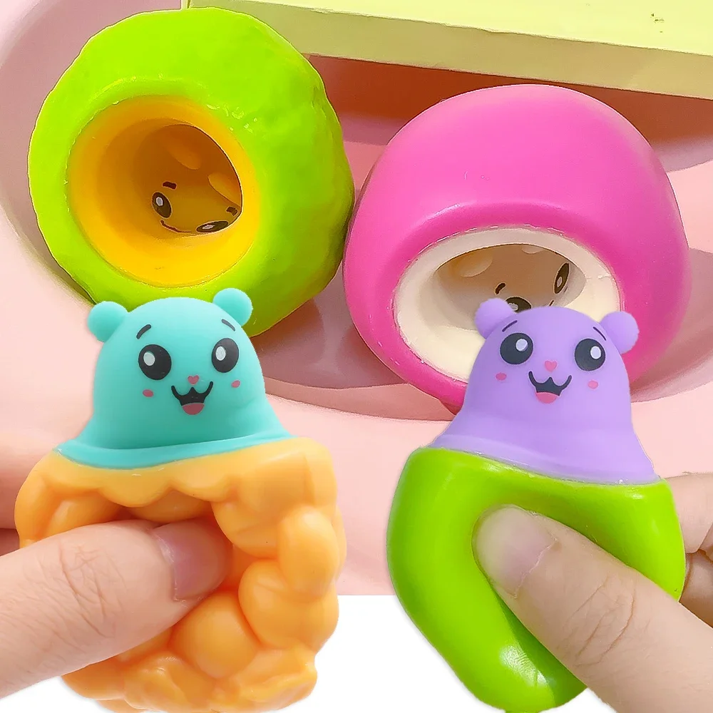 Cartoon Sticky Fruit Rabbit Squeeze Finger Toys Kids Children Squirrel Rabbit Cup Pinch Music Toy Creative Stress Relief Gift