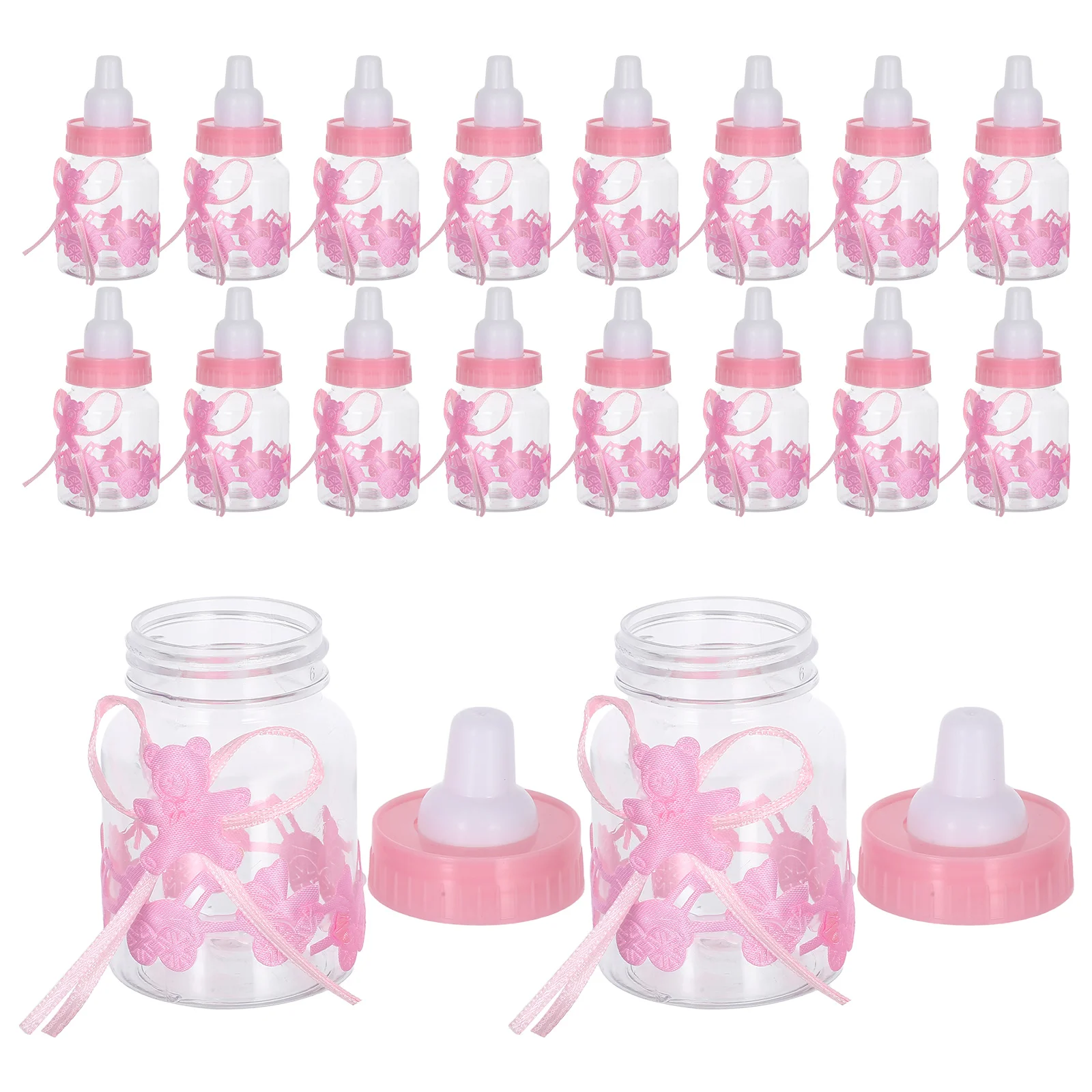 

24pcs Bear Shaped Gift Box Cute Baby Shower Candy Containers, Food Grade Abs Treat Holder, Wide Mouth Bottle For Easy Cleaning,