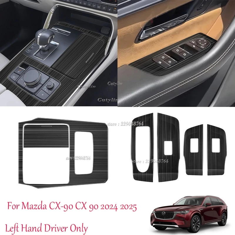 LHD For Mazda CX-90 CX 90 cX60 CX 60 2024 2025 Steel Side Gear Shift Panel Window Switch Button Door Armrest Panel Cover Trim