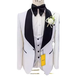 Man Suit Boutique Cross Border Jacquard Men's Wedding Casual Host Suit 3 Sets 3piss Wedding Suits for Men