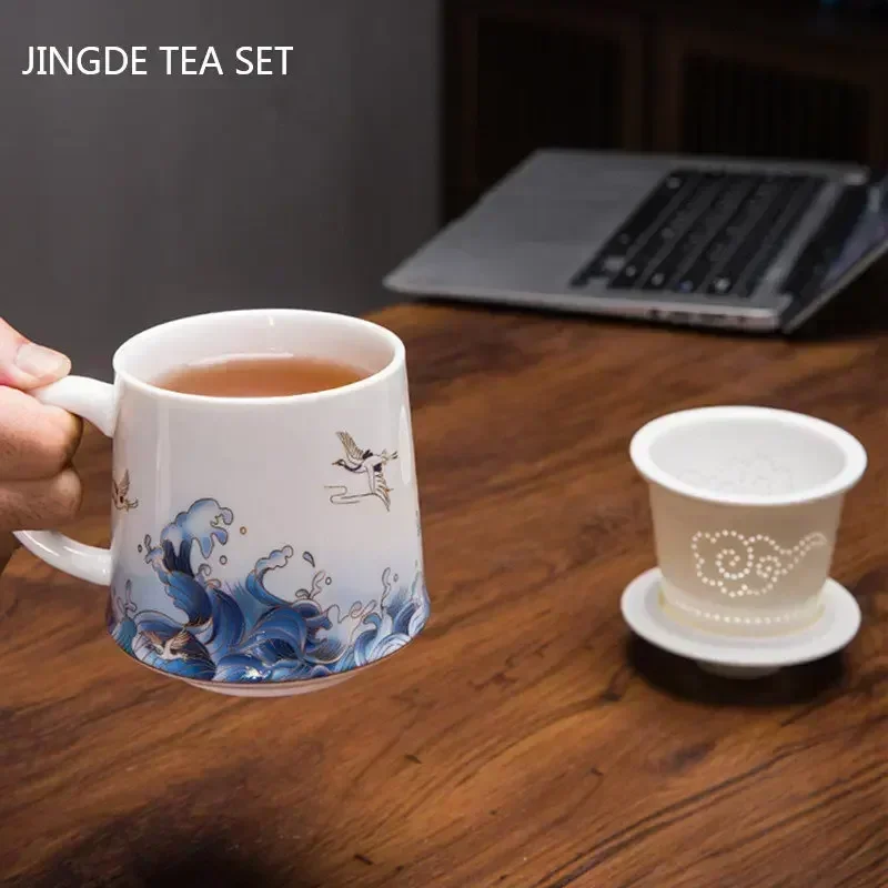 430ml Palace Ceramic Master Cup with Lid Enamel Color Tea Cup with Inner Filter Large-capacity Teacup Chinese Tea Set Supplies