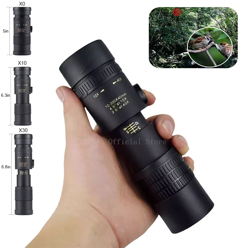 Powerful 10-300x40 HD Monocular Telescope Long Range Zoom With Tripod Phone Clip For Outdoor Hunting Camping Tourism