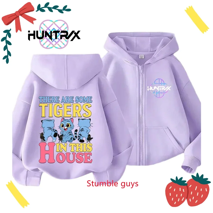 أطفال قلنسوة بسحاب ربيع الخريف Kpop شيطان الصيادين الدافئة الفتيان الفتيات ملابس الخريف المشي البلوز #2