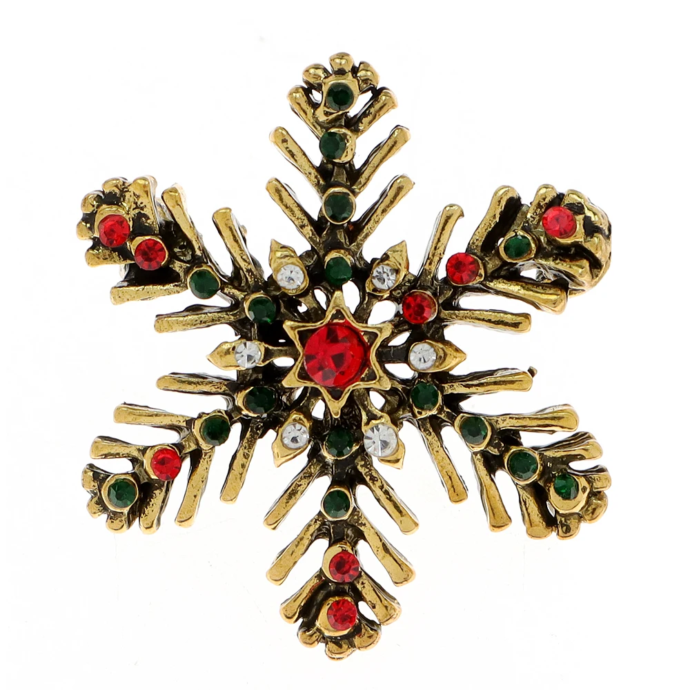 CINDY XIANG Vintage Snowflake Brooch Rhinestone Christmas Pin Unisex Festivel Accessories High Quality Hoe Ornament Gift