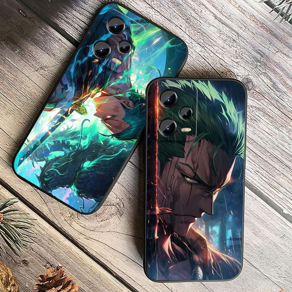 Z-Zoro Anime One P-Piece For Xiaomi Redmi Note 13 12R 12 12S Turbo 11 11T 11S 10 10S Pro Plus 5G Black Funda Phone Case