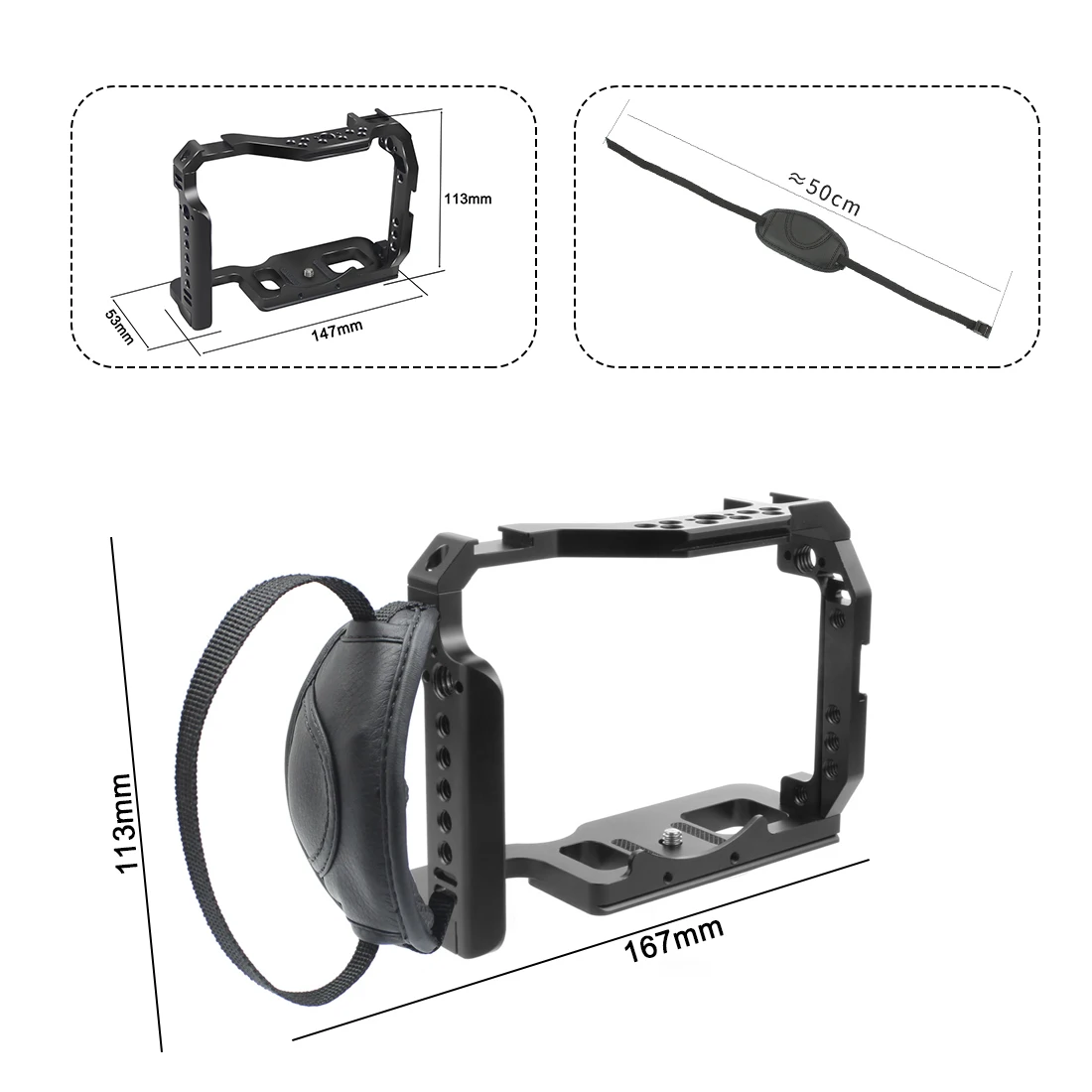 A7M4 A7R4 Kamera Vollkäfig Rig Griff Griff Arca-stil Kalten Schuh Halterung ARRI Ortung für Sony Alpha 7S III IV A7M3 A73 A7R3 A7S3 – Detail 31
