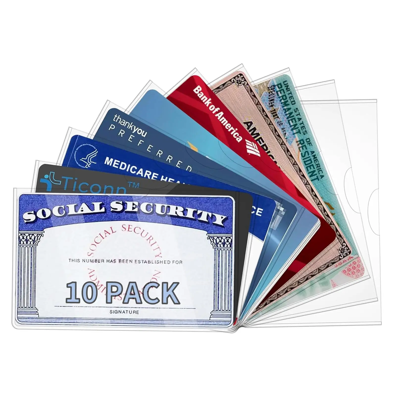 10Pcs Clear Soft Card Sleeves Waterproof 31Mil Social Security Card Protector Cover for ID Credit SSN Medicare Card Wallet Holder