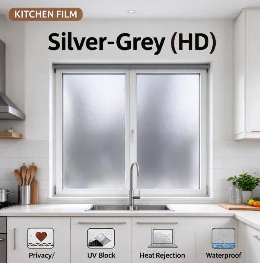 Silver Grey HD Window Film Roll PET Solar Control Anti Glare One Way Privacy Tint Simple DIY Installation For Vehicle House Glas