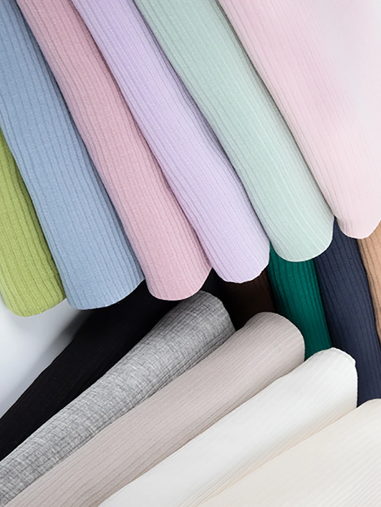 Modal Fabric Pit Strip Thin Solid Color Rayon Knitted Elastic for Sewing Pajamas Underwear Dresses by Half Meter