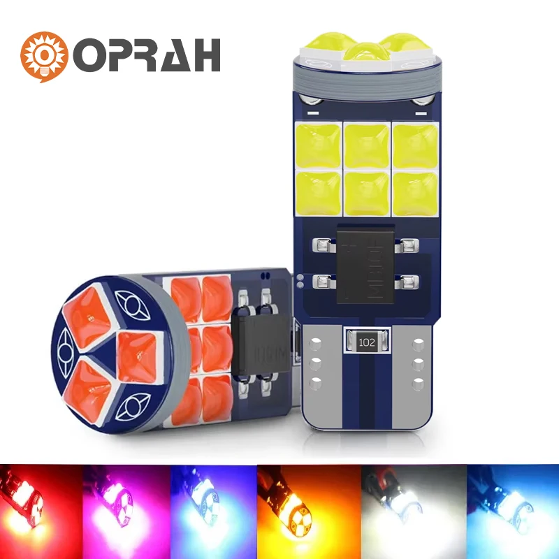 Oprah 2PCS T10 W5W LED Bulbs Canbus 3030 15SMD Super Bright Auto Interior Reading Wedge Lamp Side Parking Bulb 12V 6000K White