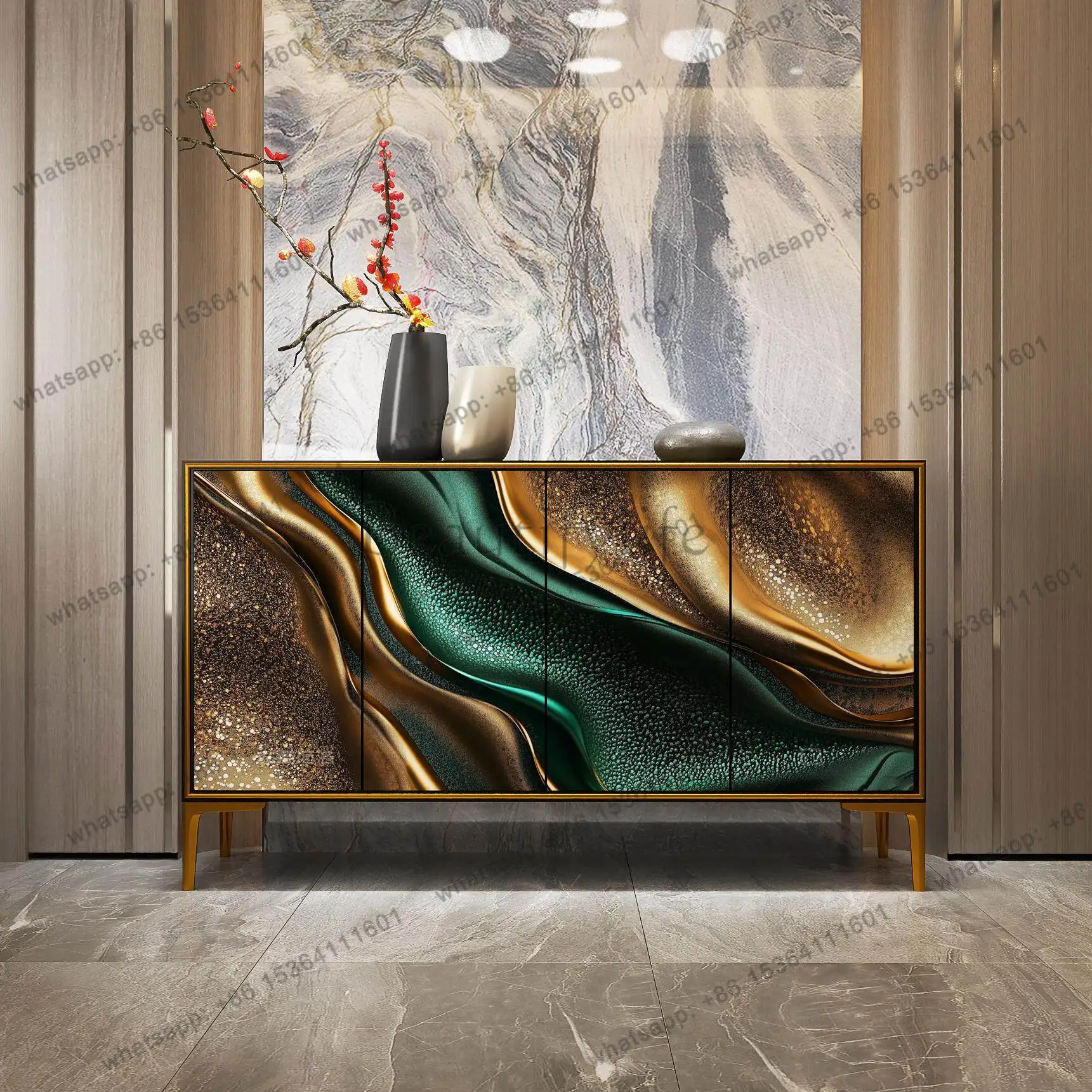 

Modern light luxury simple dining side cabinet against the wall entrance cabinet