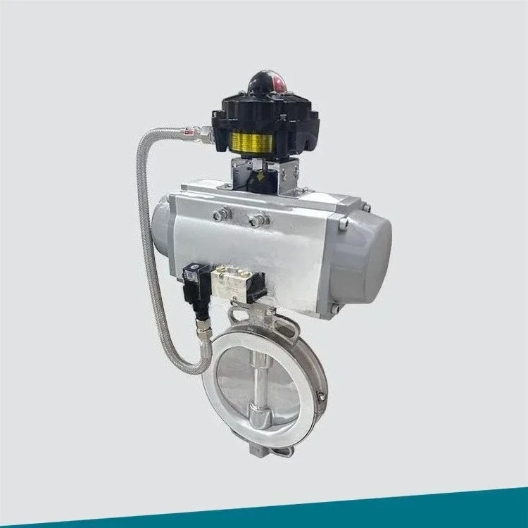 Pneumatic Fluorine-lined Soft Seal Butterfly Valve F4 Semi-lined, Fully-lined F46 304 Full PTFE, Corrosion Resistant