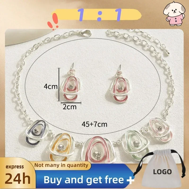 الملونة زهرة الأقراط قلادة مجموعة مجوهرات شخصية ديزي المتخصصة تصميم سبيكة قلادة الأقراط