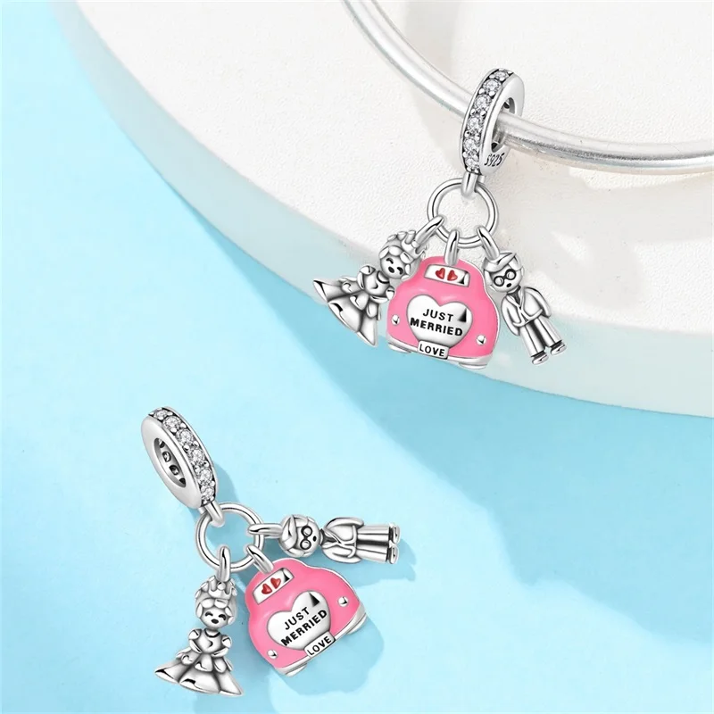 New 925 Sterling Silver Romantic Love Letter Wedding Rings Charms Beads Fit 3mm 925 Original Bracelet DIY Jewelry Proposal Gifts