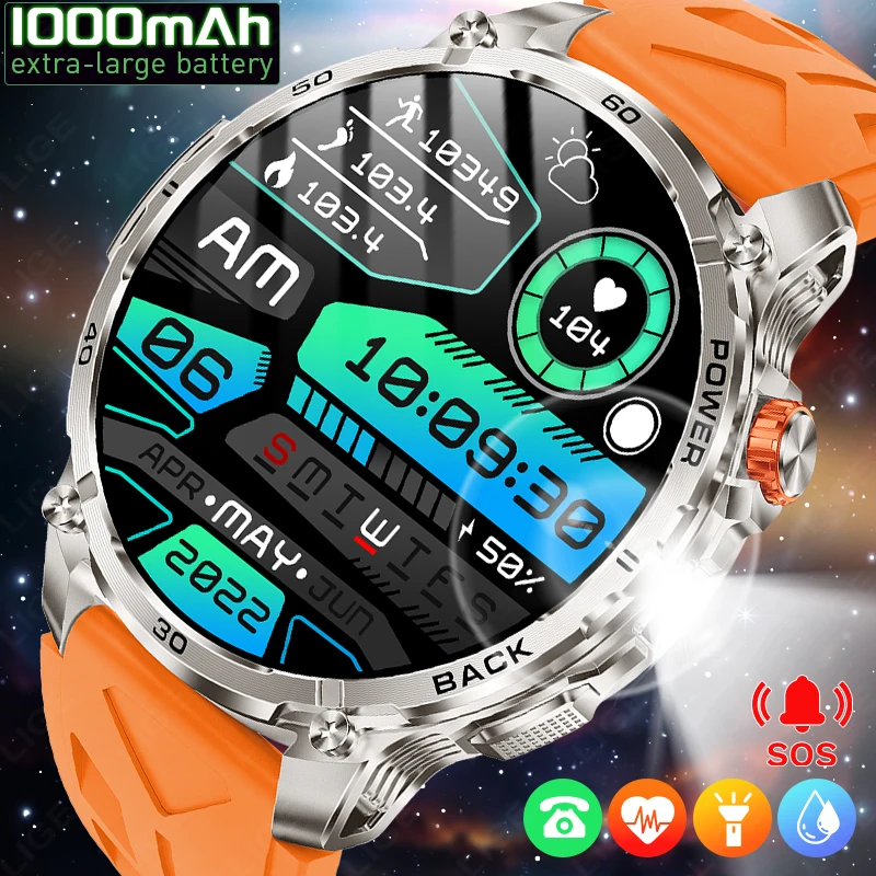 

2026 LIGE Military Quality Smart Watch 1.7''HD Screen Heart Rate Voice Assistant 1000mAh Watch Call Reminder smartwatch for men