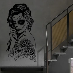 Skull Lady Matt Vinyl Wall Decal Art Home Living Room Tattoo Shop Studio Sign Decoration Sticker Removable Wallpaper