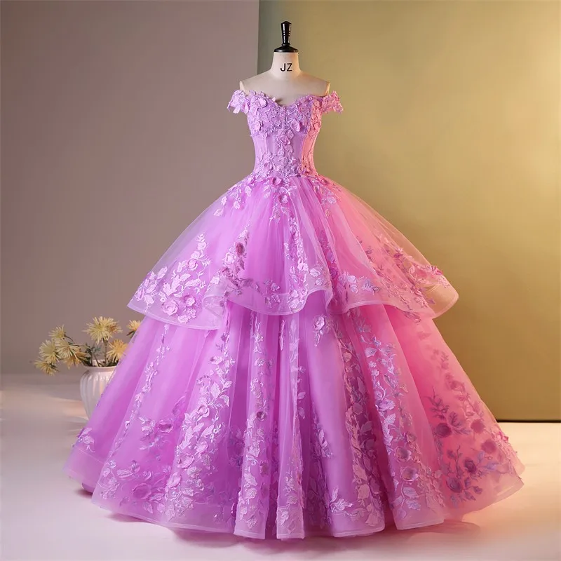 15 Quinceanera Dress 2024 New Bespoke Occasion Dresses Sweet Flower Party Dress Formal Off The Shoulder Prom Gown Custom