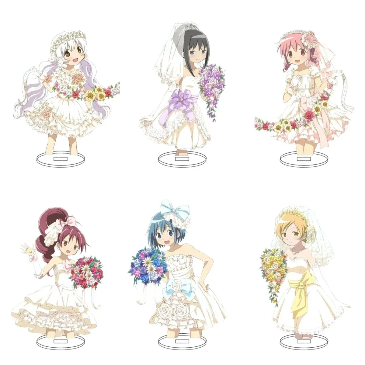 Madoka Magica Stand Sign Cartoon Flower Wedding Acrylic Model Toy Akemi Homura Kawaii Figure Decorate Desktop Ornaments Gifts