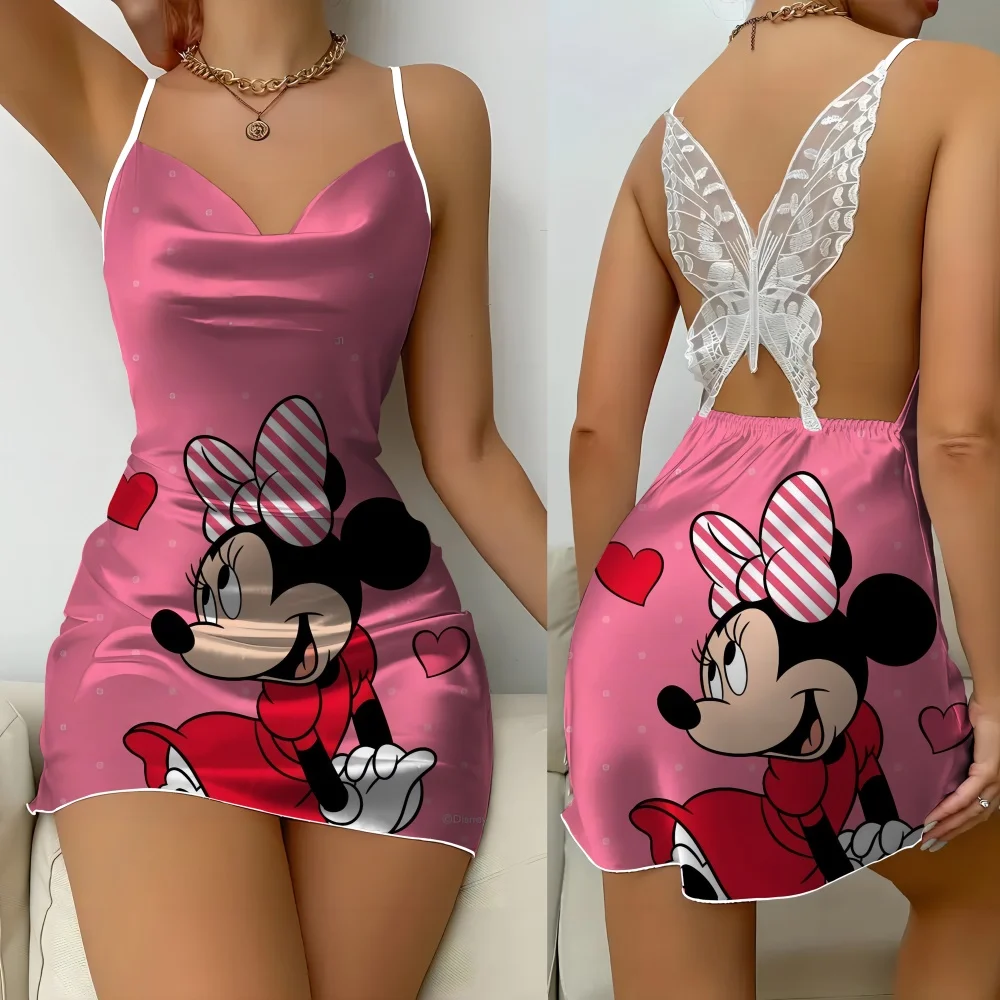 Sleeveless Summer Pajama for Women New Cartoon Pattern Women's Nightwear Sexy Female Home Dress Ruffled Edge Design Nightwear