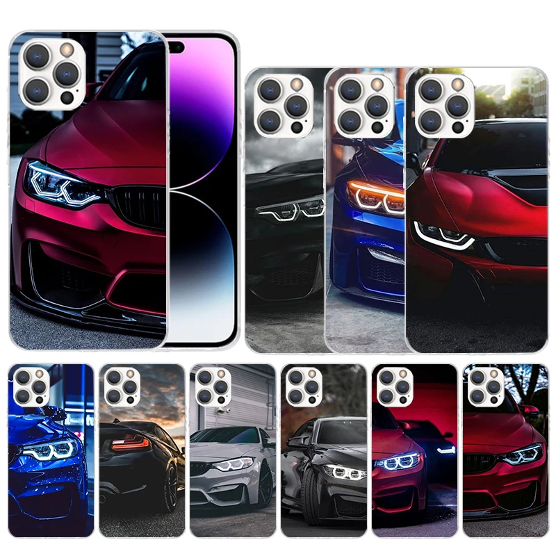 Blue Red Car For B-BMW Soft Cover for iPhone 15 14 13 12 Mini 11 Pro Max Print Phone Case X XS XR 7 Plus 8 + SE Pattern Coque