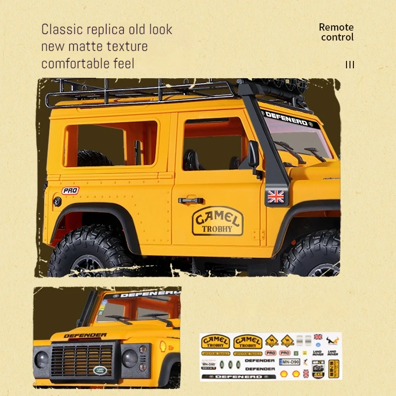 Mangniu'S New Mn98 Land Rover Defender Camel Cup D90 Four-Wheel Drive Rc Off-Road Vehicle Remote Control Climbing Model Car Toy