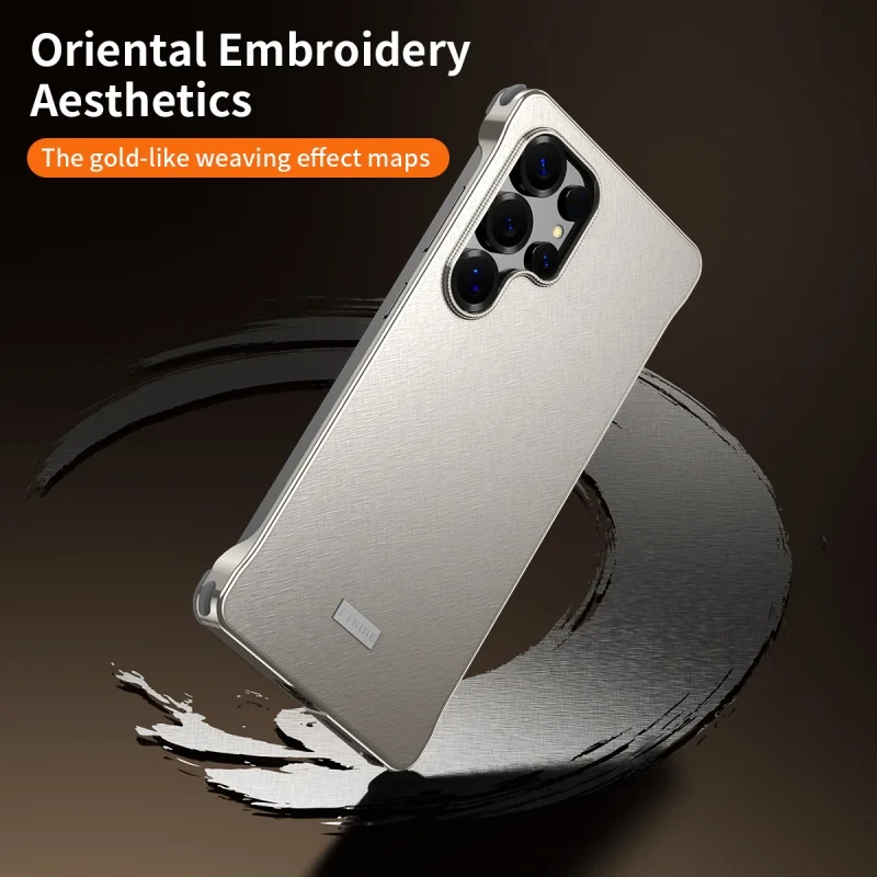 For Samsung Galaxy S25 S24 S23 Ultra Alloy Frame Soft Silicone Corners Textured Lens Ring Shockproof Protective Case