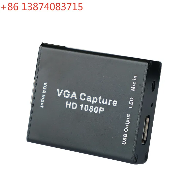 VGA to USB high-resolution video capture, UVC, 1080P audio input, install drive-free