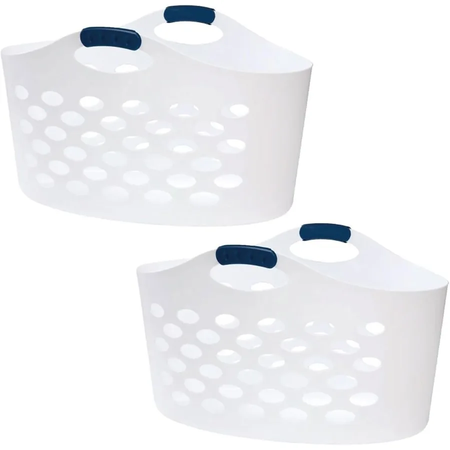 Flex N Carry Portable Laundry Basket, White, 1.5 Bushel