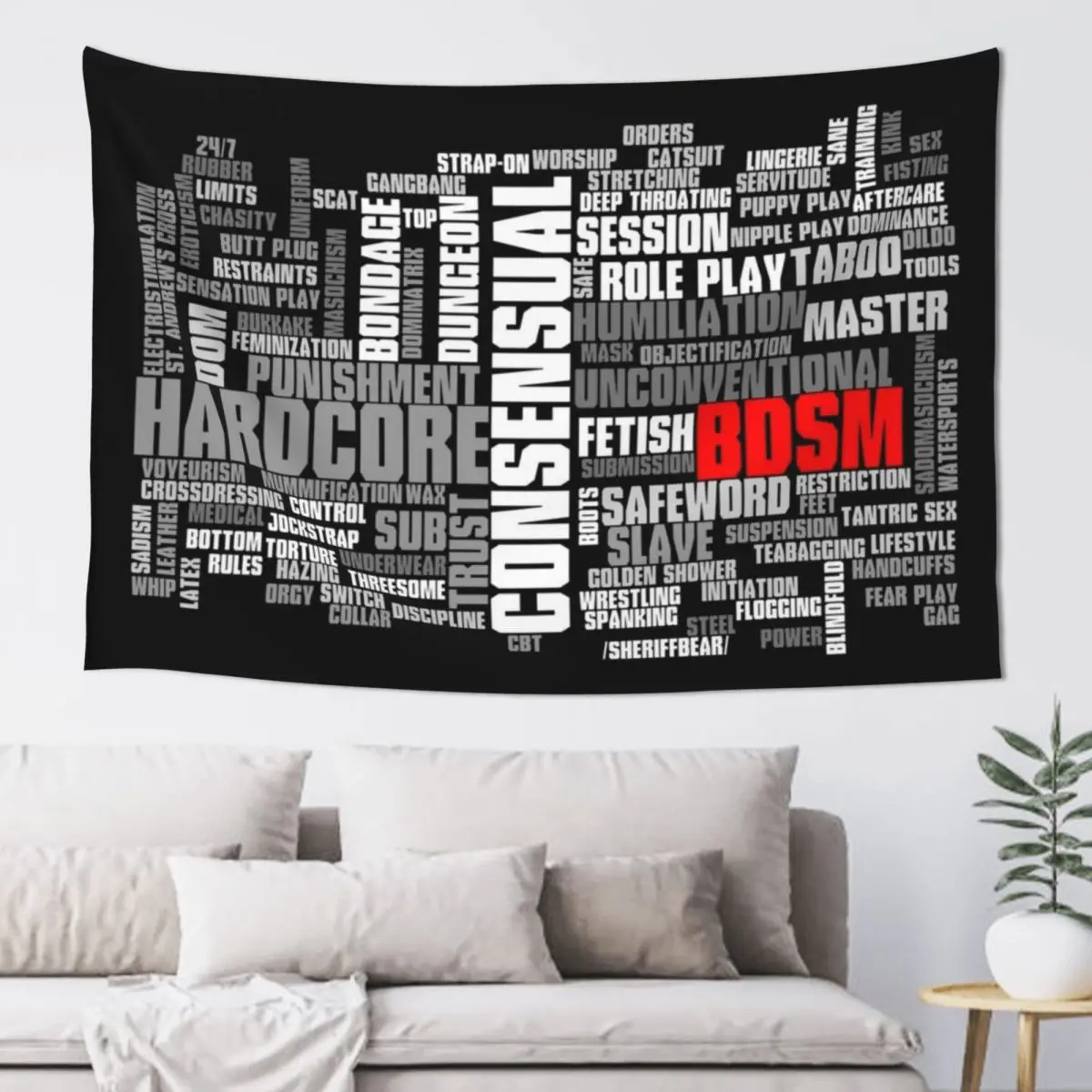 

BDSM words cloud Tapestry Bedroom Decor Home Decoration Accessories Home Decor Accessories Tapestry